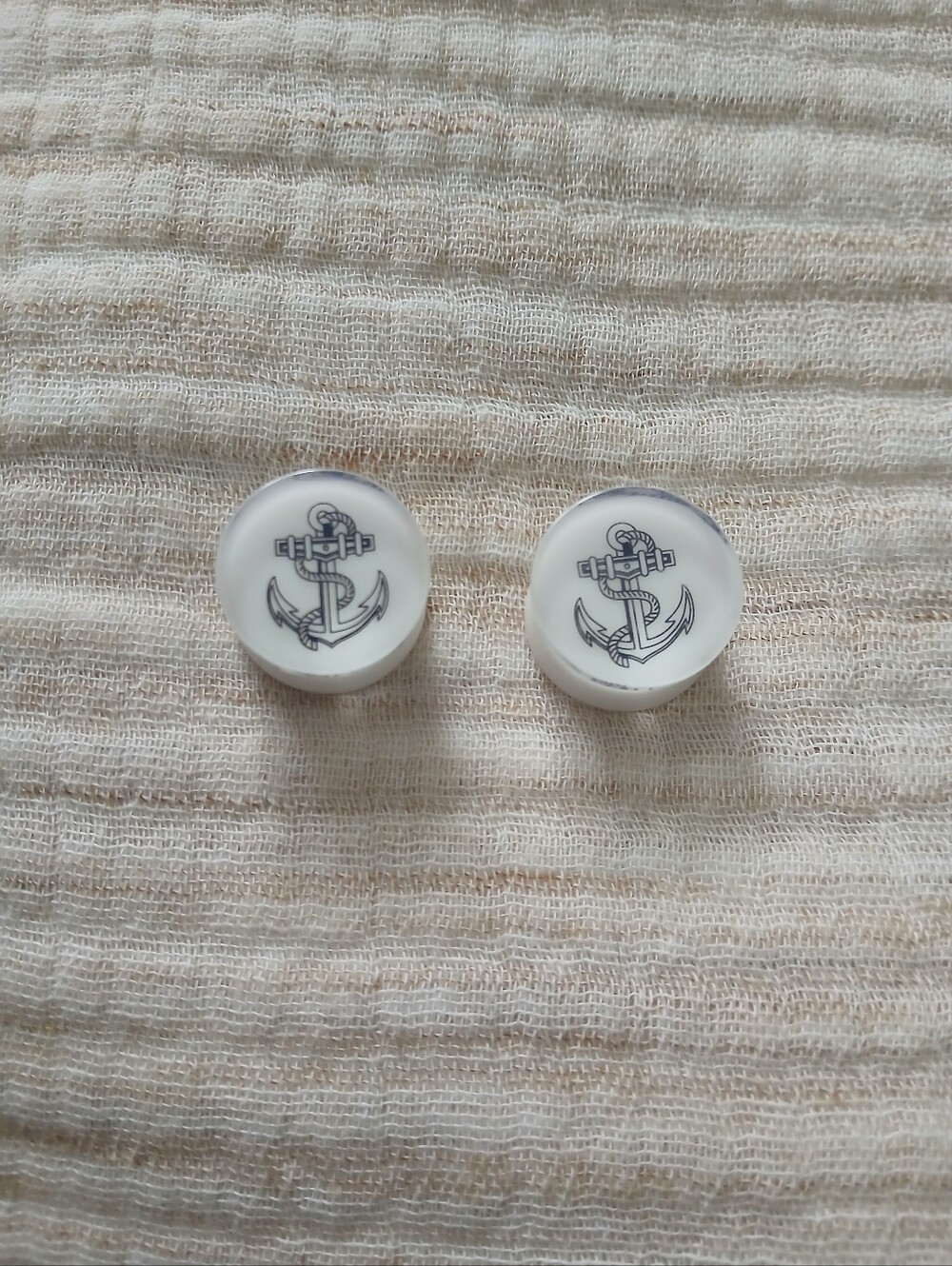 (2/20$)White Anchor Ear Plugs Stretch Earrings Jewelry